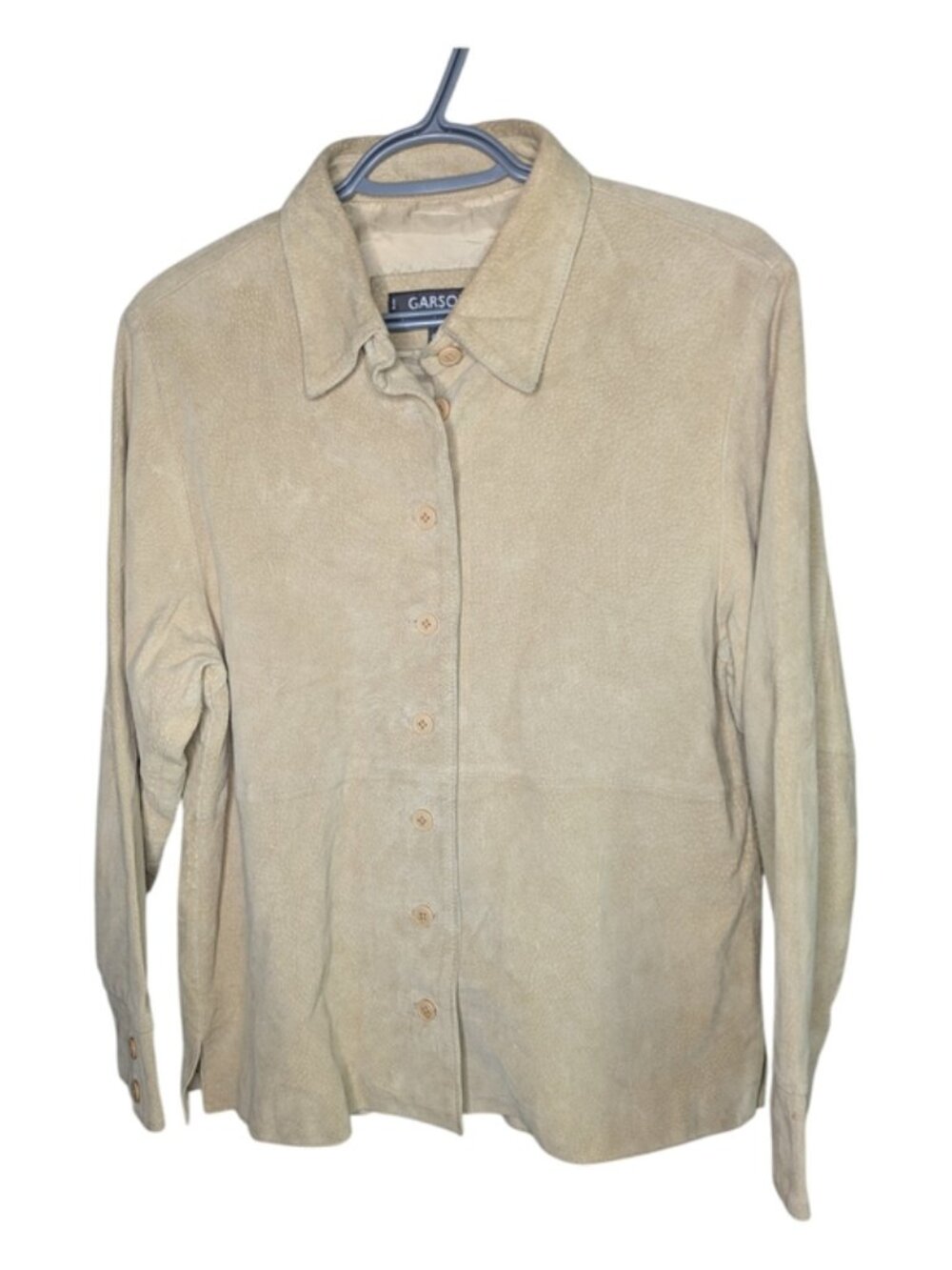 Rem Garson Women's Tan Suede Leather Button Up Shirt/Jacket Size Large Petite
